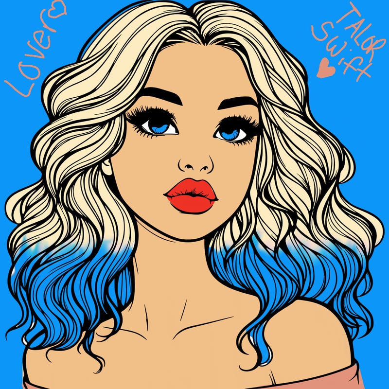 realistic girl with wavy hair and lips