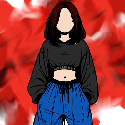 realistic girl faceless with baggy pants and a crop top