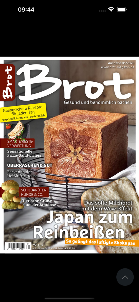 Brot Magazin - Capa da Brot Magazin apresentando um pão Shokupan quadrado com padrão floral e fatias de pão branco