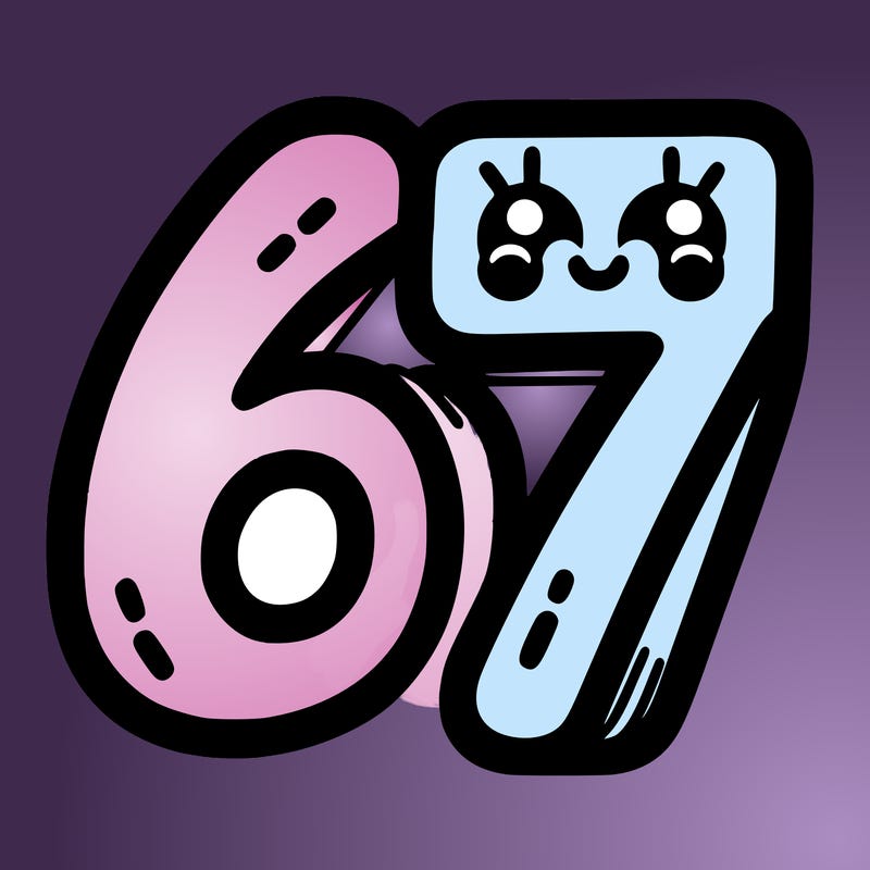 the numbers 67