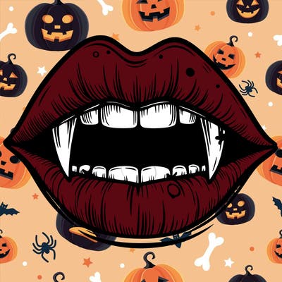 lips with vampire teeth