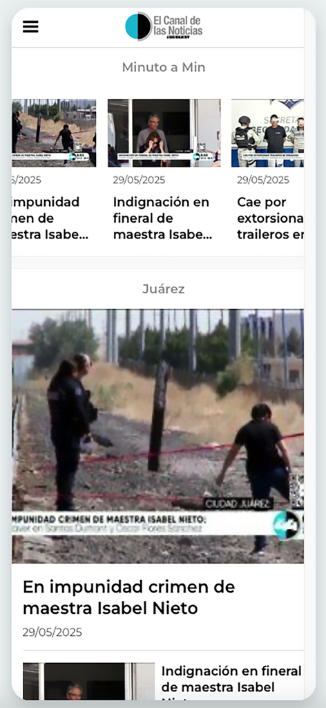 Canal 44 Digital mobile app showing news headlines for Ciudad Juarez.