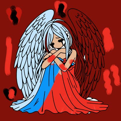 ethereal girl in grief, lonely and heartbroken