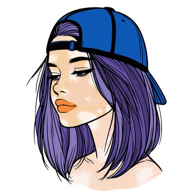 realistic  girl with a backwards hat