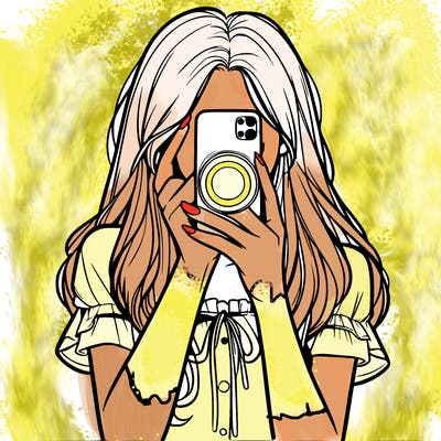 a realistic girl holding her phone taking pictures