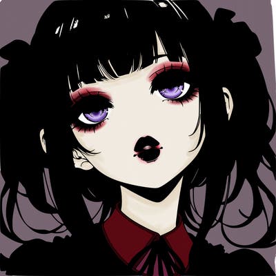 realistic anime gothic girl with lips