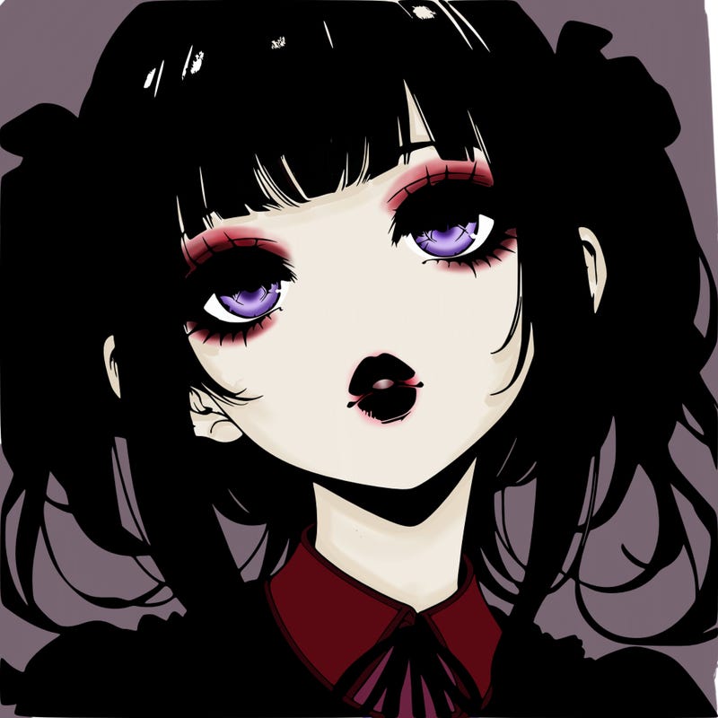 realistic anime gothic girl with lips