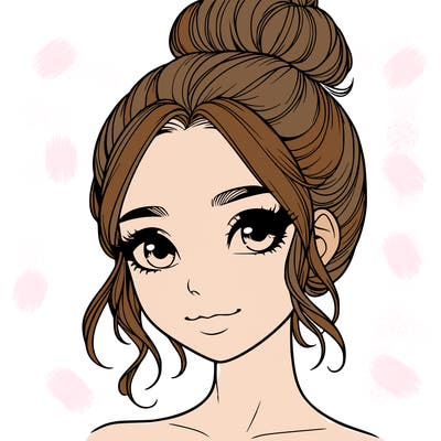 realistic pretty girl with hair in bun