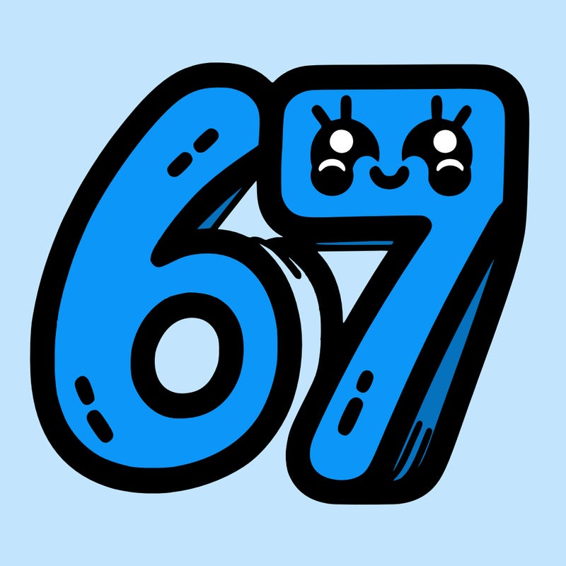 the numbers 67