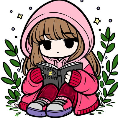 girl in oversized hoodie reading a book