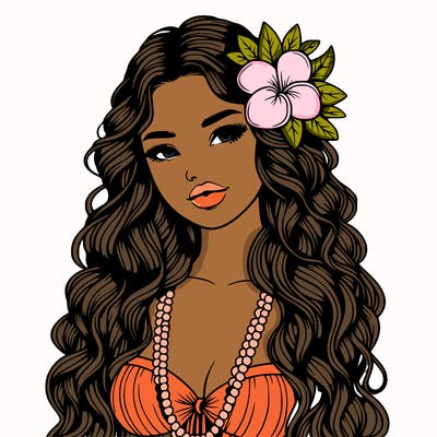 realistic beautiful hawaiian woman,long dress,haku lei, lips