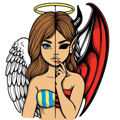 realistic angel half demon