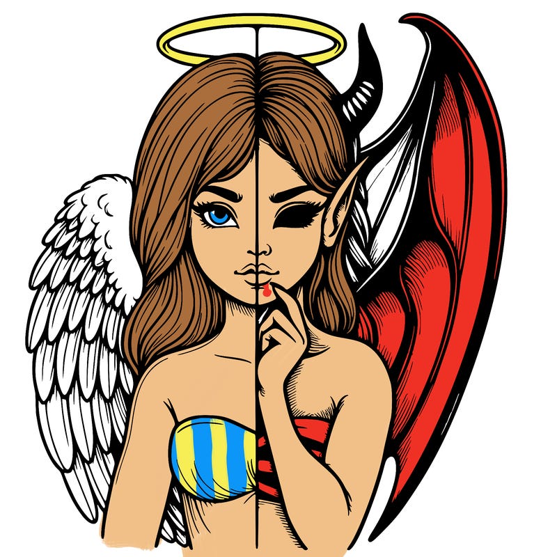 realistic angel half demon