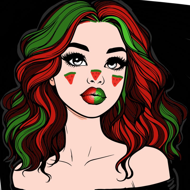 realistic girl with wavy hair and lips