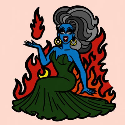 drag queen on fire