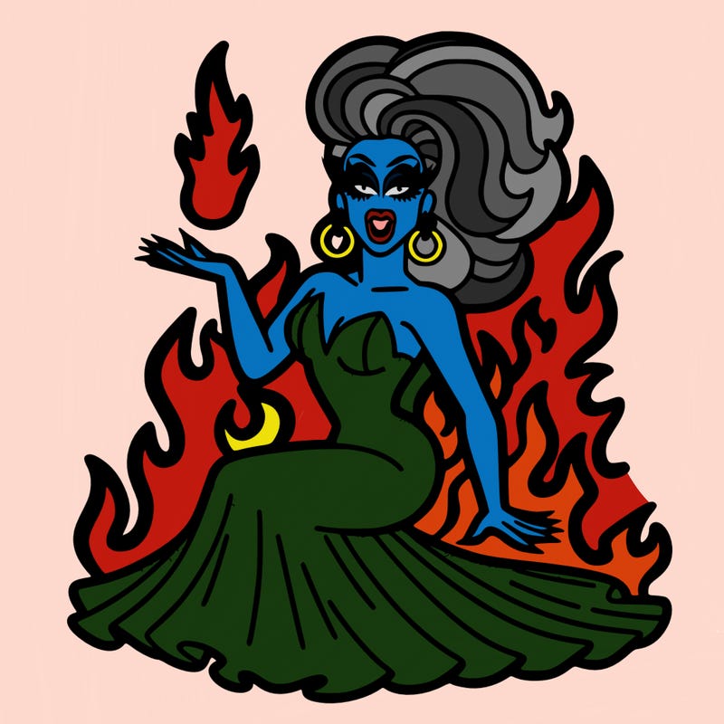 drag queen on fire