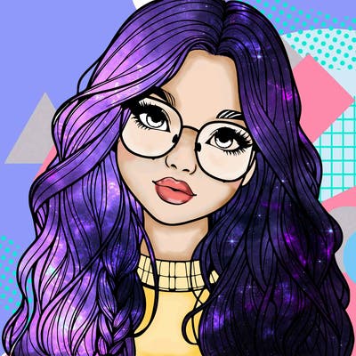 girl with long hair and freckles and glasses realistic