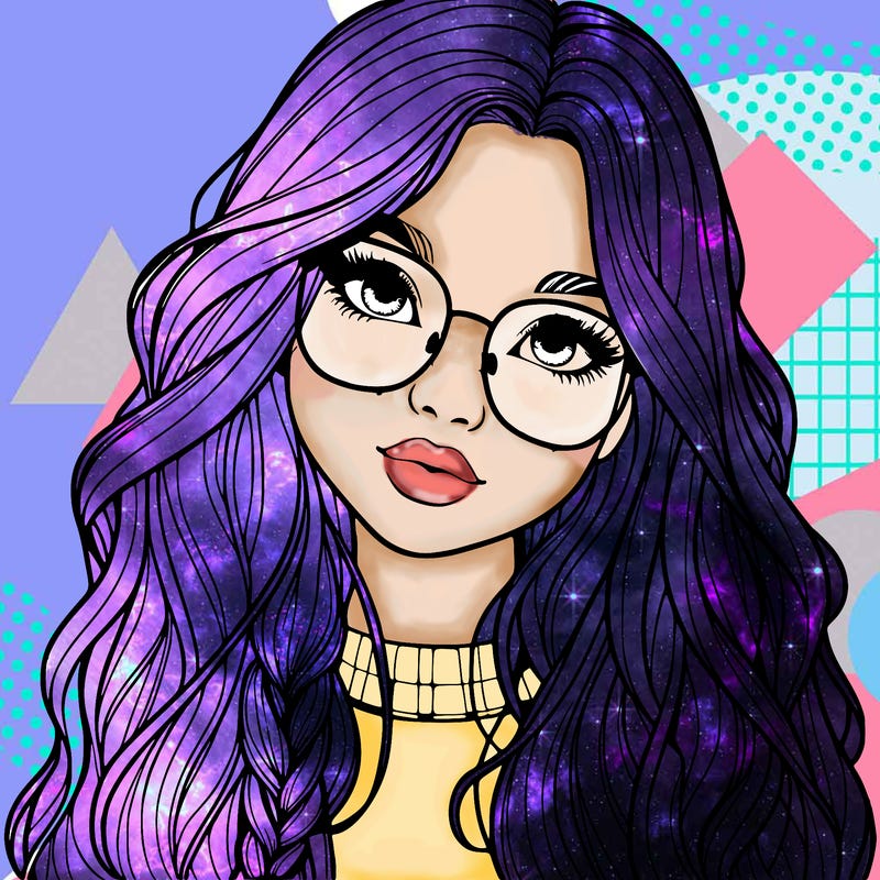 girl with long hair and freckles and glasses realistic