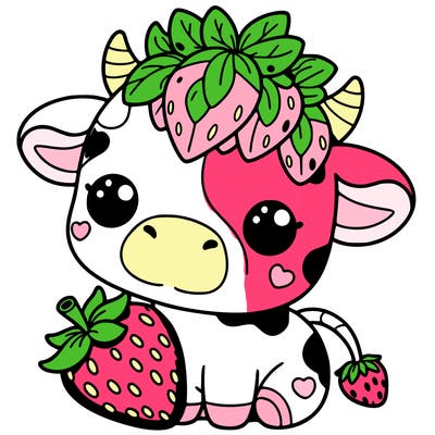 cute strawberry cow