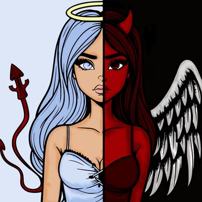 devil vs angel realistic girl