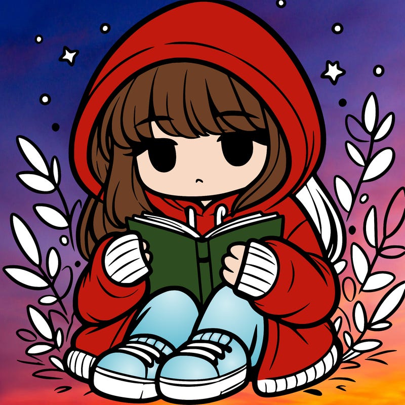 girl in oversized hoodie reading a book