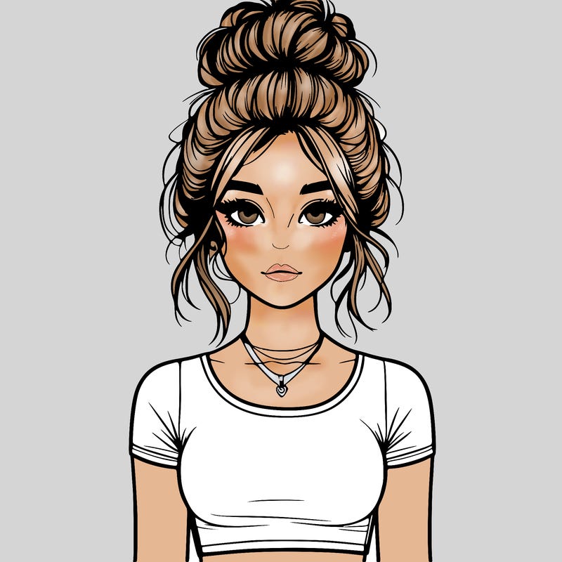 realistic girl with messy bun and croptop