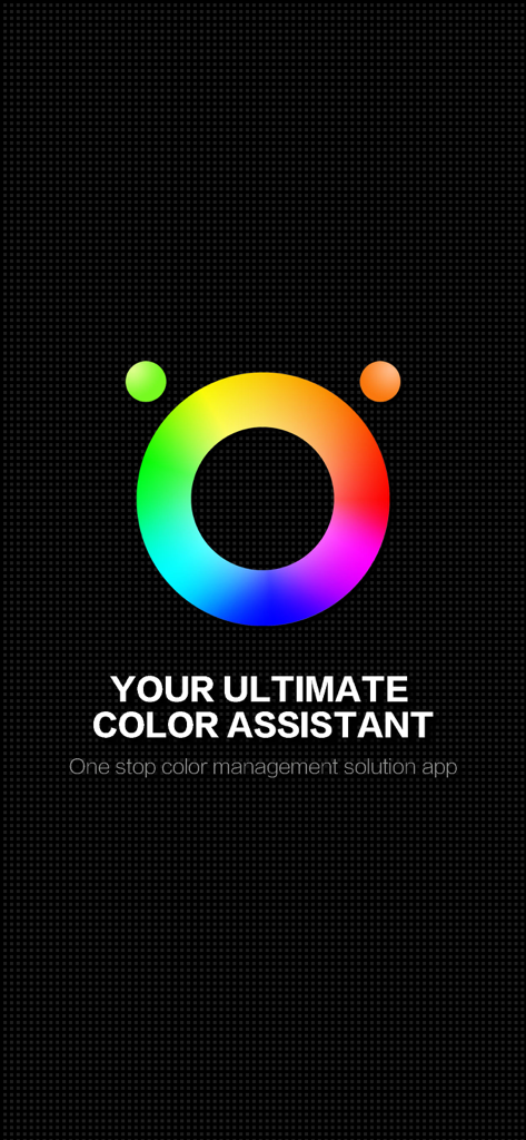 JoyColor: Your color assistant - Pantalla de introducción de la aplicación JoyColor que muestra un anillo colorido y el texto Tu Asistente de Color Definitivo
