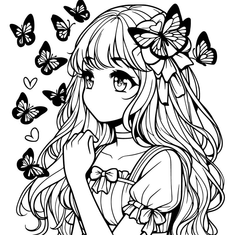 girl with butterflies realistic