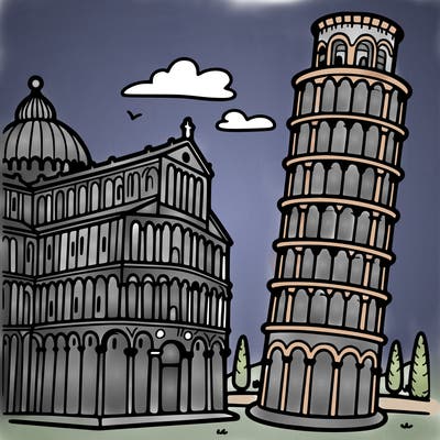 leaning tower of pisa, alone