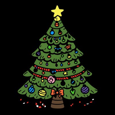 christmas tree with lots of details