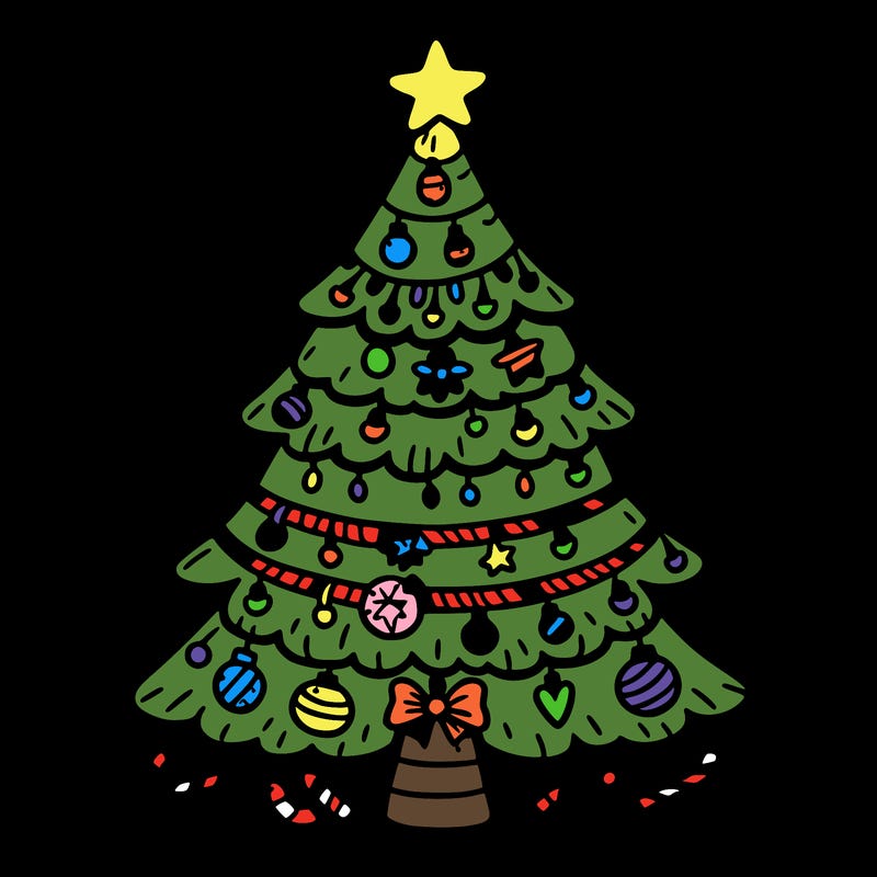 christmas tree with lots of details