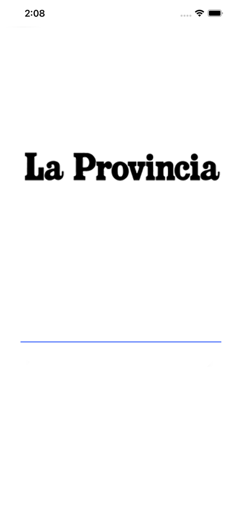 La Provincia di Como - Schermata di avvio dell'app del quotidiano digitale La Provincia di Como che mostra il suo classico logo