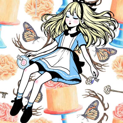 realistic girl floating