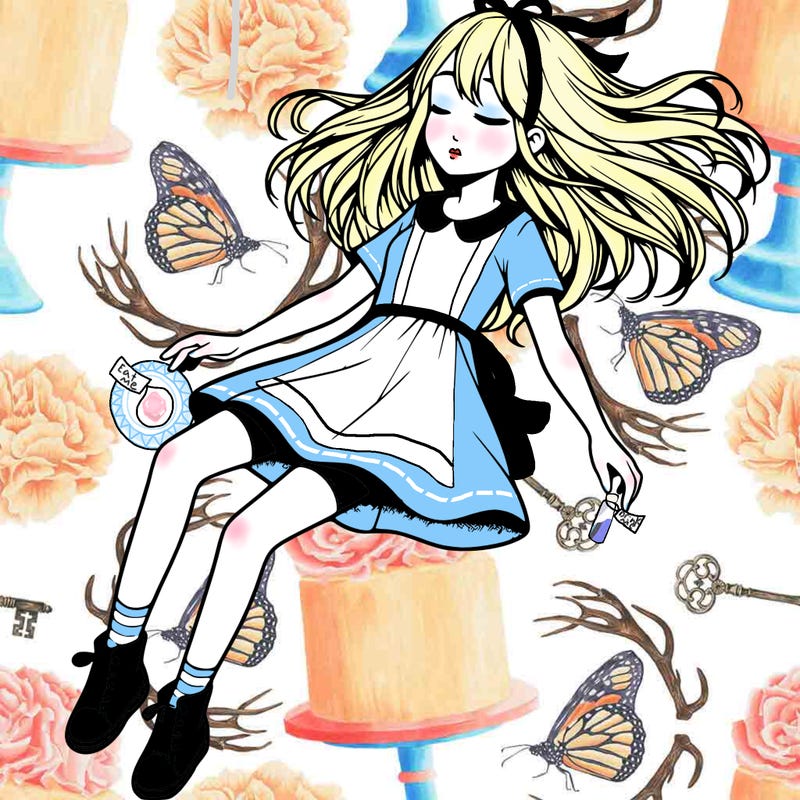 realistic girl floating