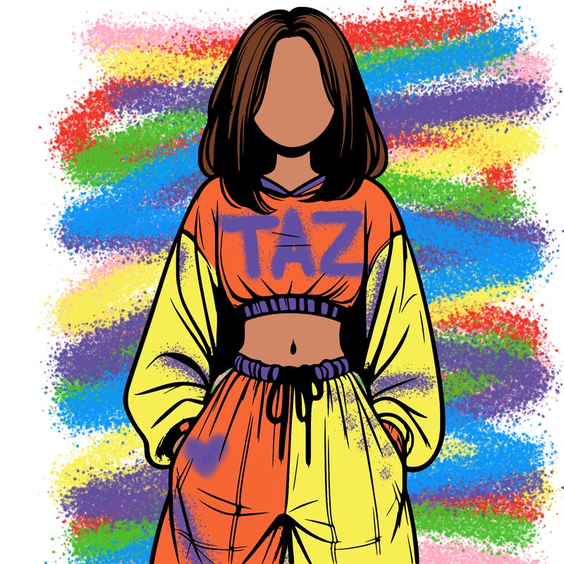 realistic girl faceless with baggy pants and a crop top