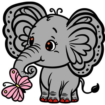 elephant with butterfly ears