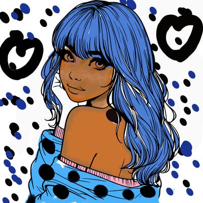 realistic girl with bangs looking over her shoulder