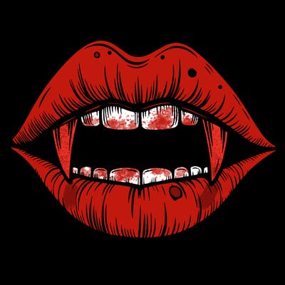 lips with vampire teeth