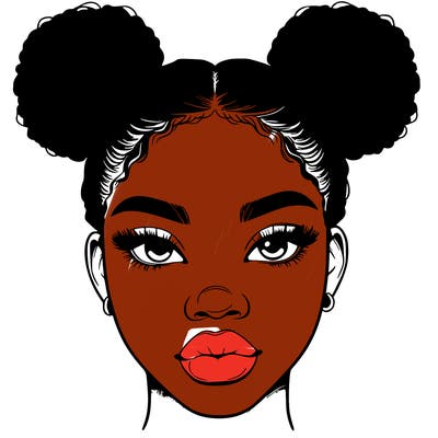 realistic black woman with two buns