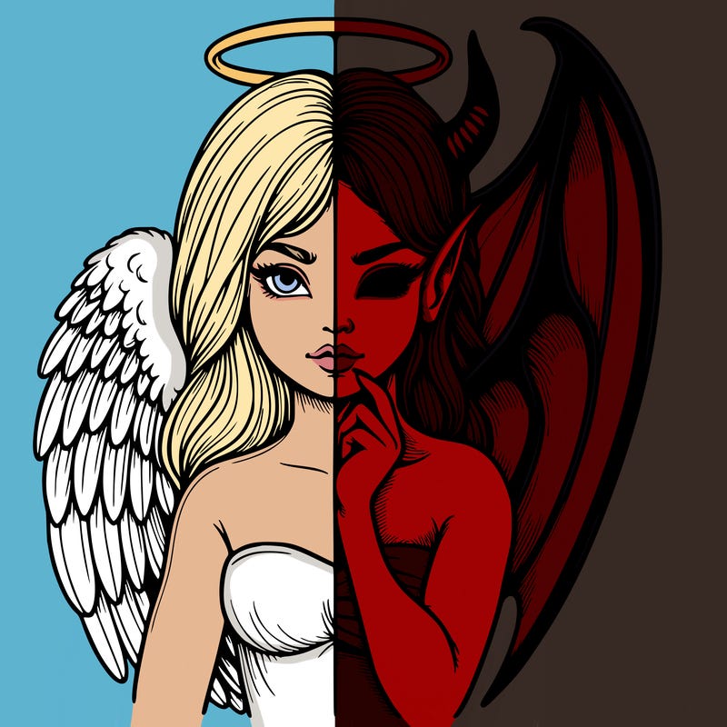 realistic angel half demon