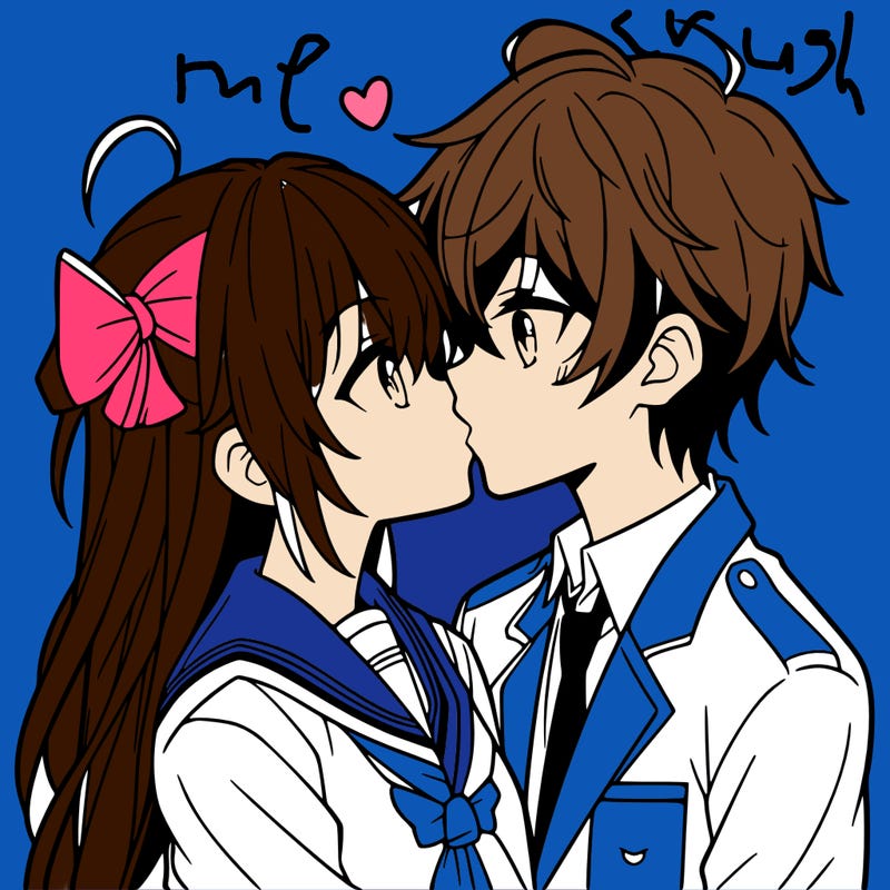 anime girl and boy kiss