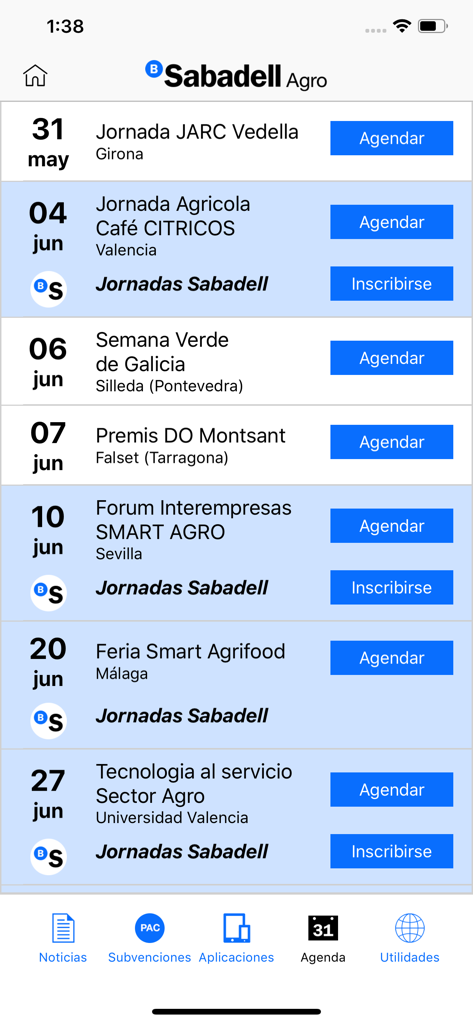 BS Agro - Une liste des événements et conférences agricoles à venir dans l'agenda de l'application mobile BS Agro.