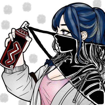 a realistic girl spray, painting