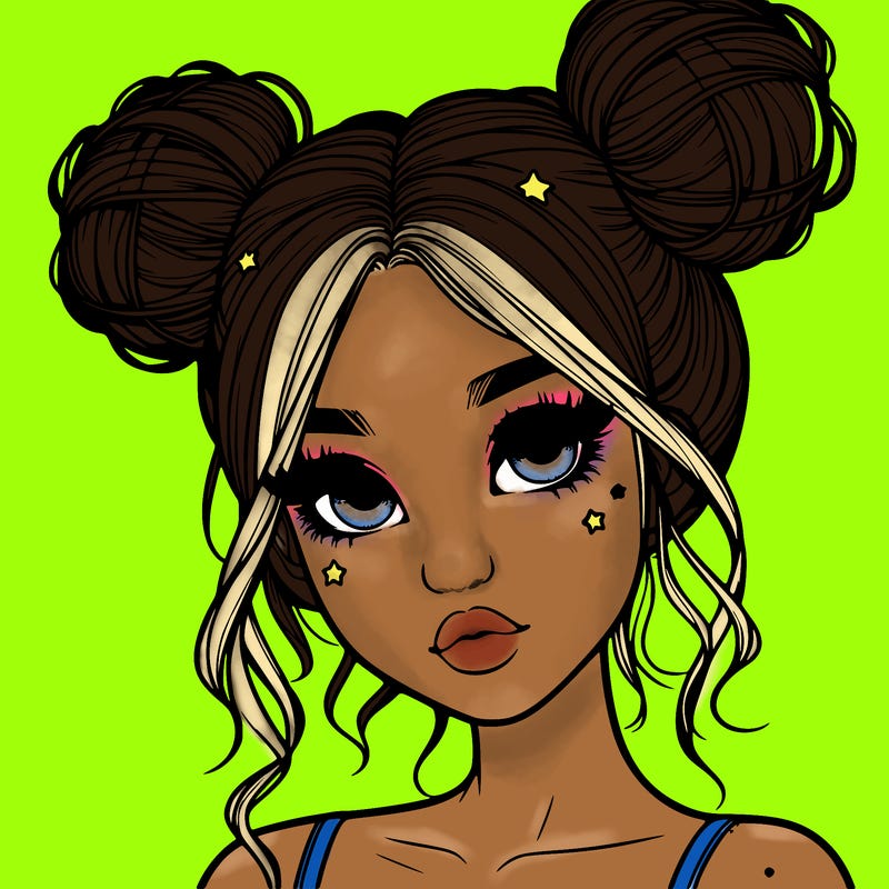 realistic girl with space buns