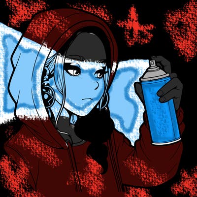 a realistic girl, spray painting