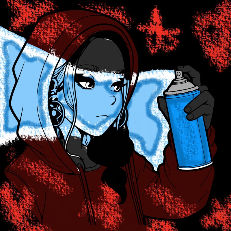 a realistic girl, spray painting