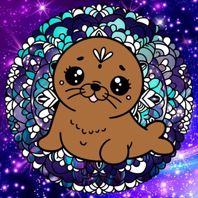 a cute baby seal mandala
