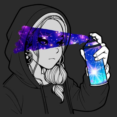 a realistic girl, spray painting