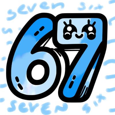 the numbers 67