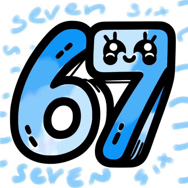 the numbers 67